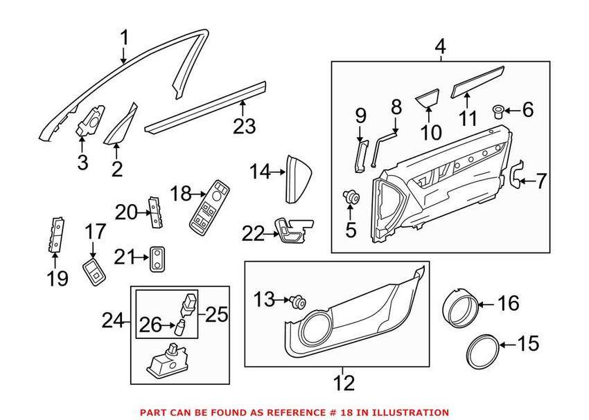 Mercedes Door Window Switch - Driver Left 20490553029107